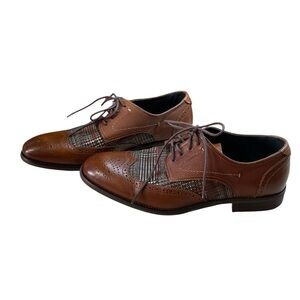 La Milano Kent Dress Derby Shoes Men Lace Up Wing Tip Leather Brown Size 10.5M